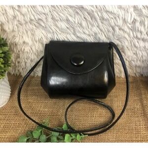 Classic Black Crossbody Bag with Button Flap